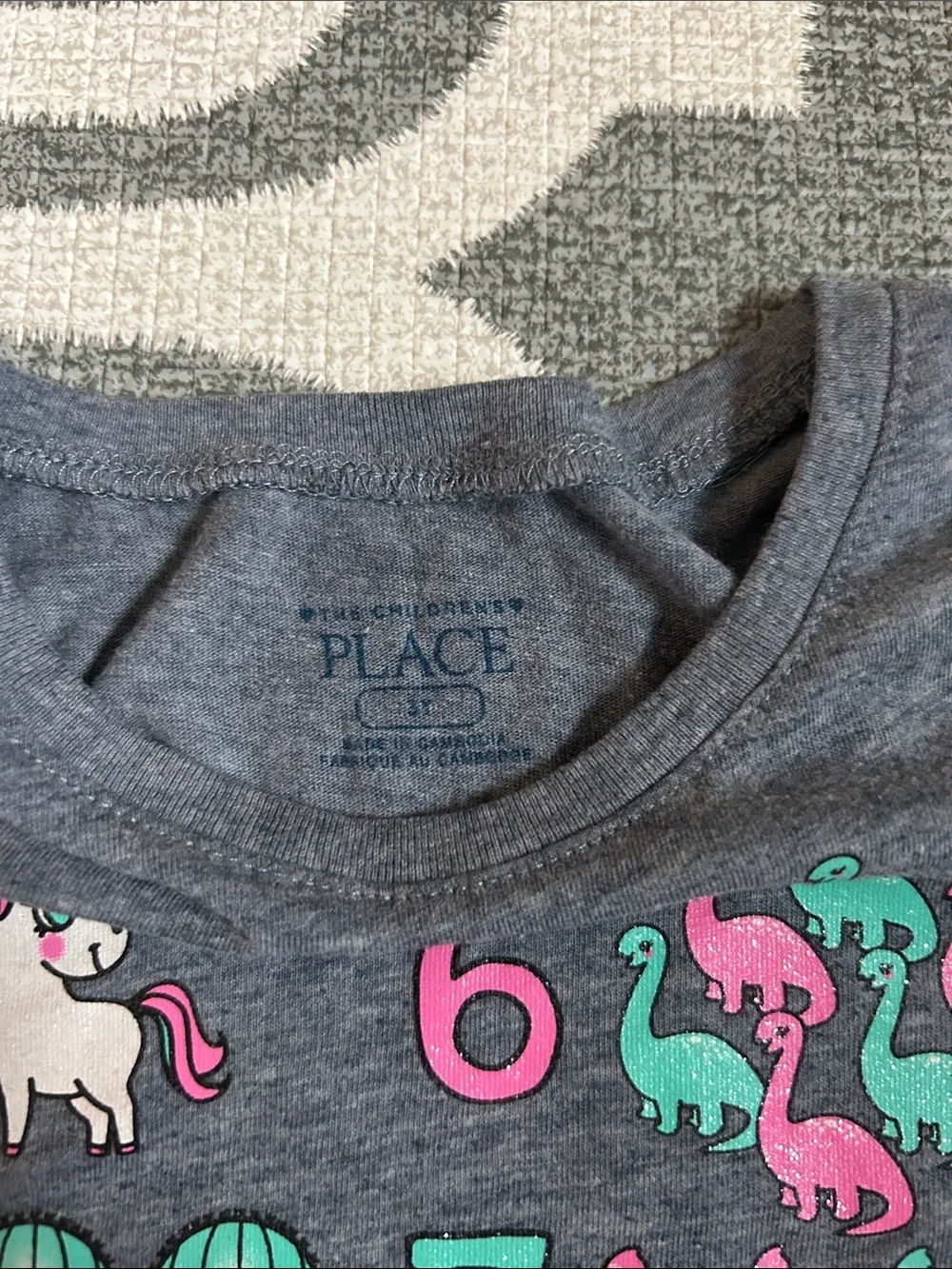 The Children's Place Gray Short-Sleeve Graphic Number Tee with Pink & Teal Icons